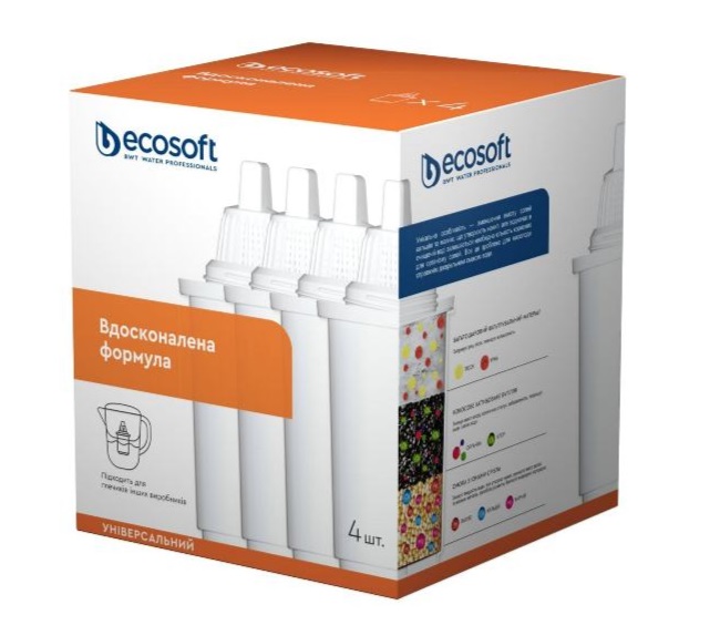 Комплект универсальных картриджей 3+1 ECOSOFT для фильтров-кувшинов