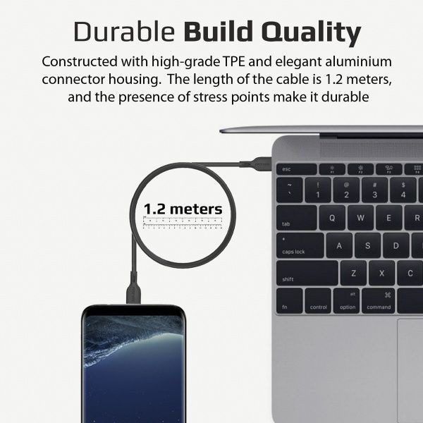 Кабель Promate USB Type-C – USB 1,2 м чорний 