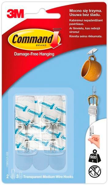 Крючок для кухонных принадлежностей Command прозрачный 2 шт. 17065CLR