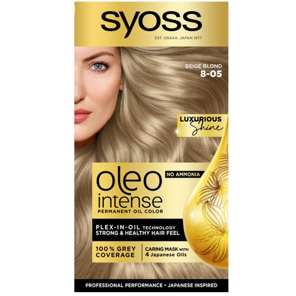 Фарба Syoss Oleo Intense Крем-фарба SYOSS Oleo Intense 8-05 Бежевий блонд 8-05 бежевий блонд 115 мл