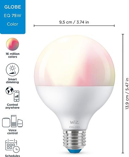 Розумна лампа WIZ Smart RGB Wi-Fi 11 Вт G95 матова E27 220 В 2200-6500 К 929002383902 