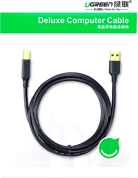 Кабель UGREEN US135 USB 2.0 AM to BM Print Cable 1,5 м black (10350) 
