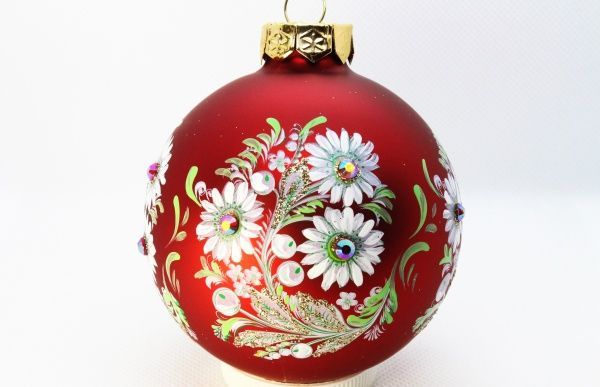 Набор елочных шаров Ромашки красные d80 мм 8 см 7 шт./уп. 