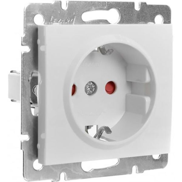 Розетка с заземлением Lezard Rain 16 А 250 В со шторками белый 703-0288-124B