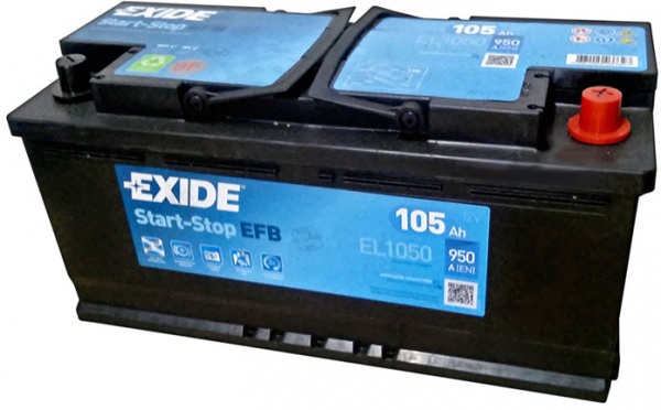 Аккумулятор автомобильный EXIDE AGM 6СТ-105 105Ah 950A 12V «+» справа (EK1050)