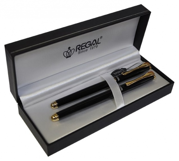 Набір ручок REGAL (перо+ролер) в подарунковому футлярі L, чорний 52605002 