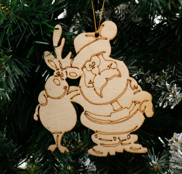 Ялинкова іграшка Дід Мороз з оленем 2746