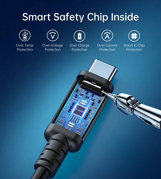 Кабель Choetech XCC-1028-BK, USB4 (40Gbps) Power Delivery 100 Вт, 8K@60Hz 0,8 м black (XCC-1028-BK) 