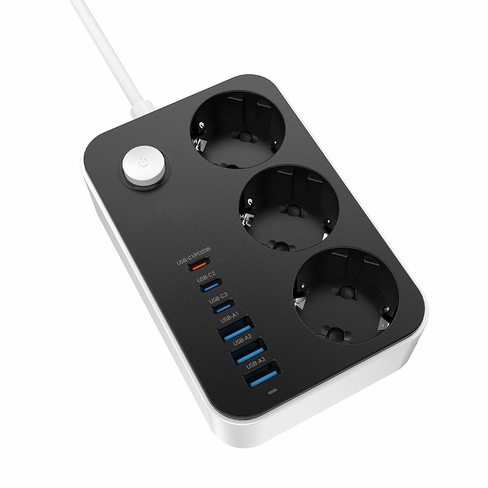 Фильтр-удлинитель ColorWay с заземлением 3 гн. черный 2 м CW-CHE36PDB