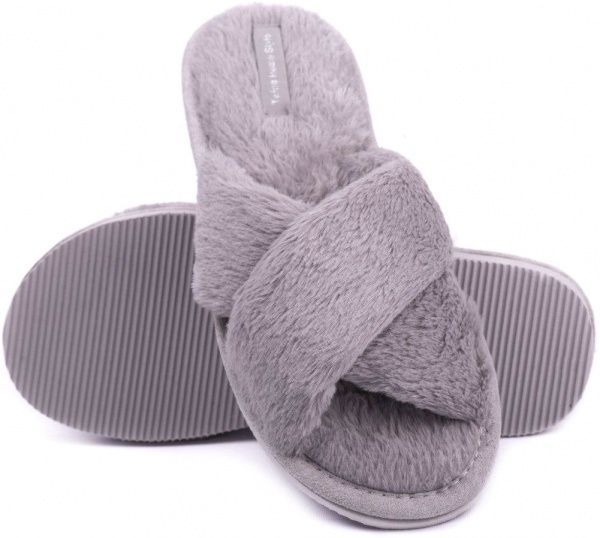Тапки домашние Twins HS меховые перекрест р. 38/39 серый 