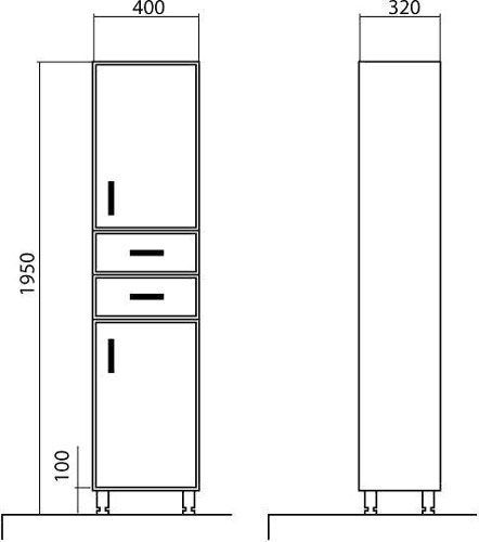 Пенал напольный Aqua Rodos Ассоль R (3D №6)
