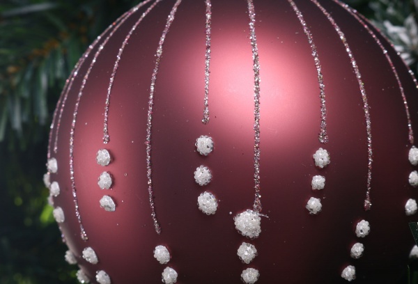 Елочная игрушка в форме шара розовая 8 см AVG104080 