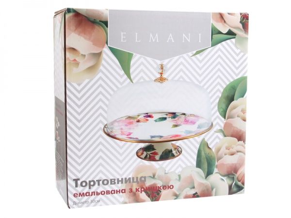 Тортниця з кришкою 30 см Півонія емаль 763-007 Elmani 