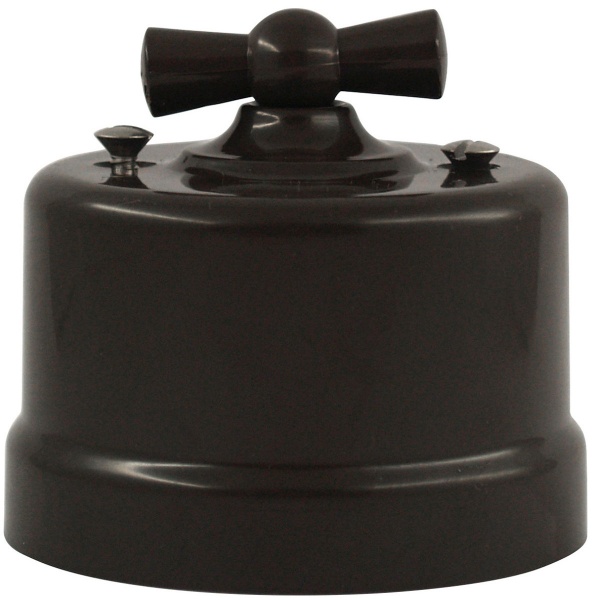 Вимикач тумблер одноклавішний Bironi без підсвітки 10 А 220В коричневий В1-201-22