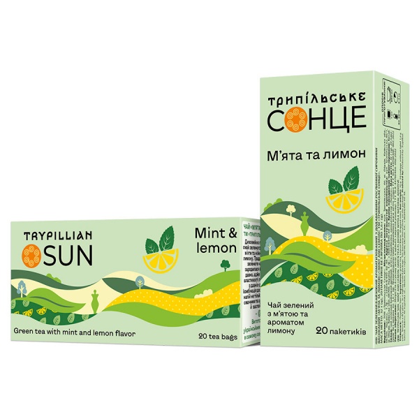 Чай зеленый Трипільське Сонце Мята и лимон 20 шт. 46 г 