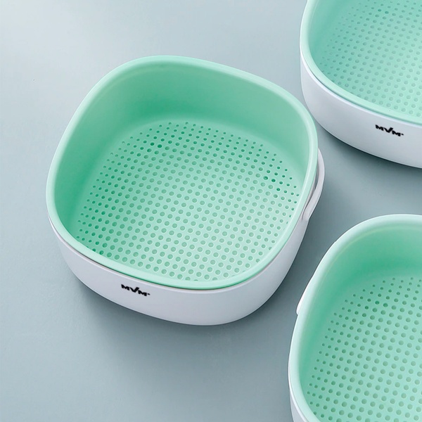 Дуршлаг с ручкой двухслойный KP-03 S WHITE/GREEN