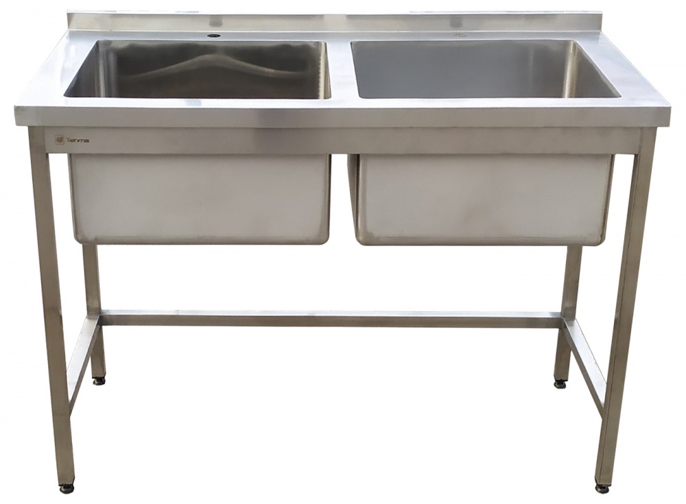 Мойка производственная 2-секционная бесшовная с бортом Tehma 1200x600х850 мм нержавеющая сталь