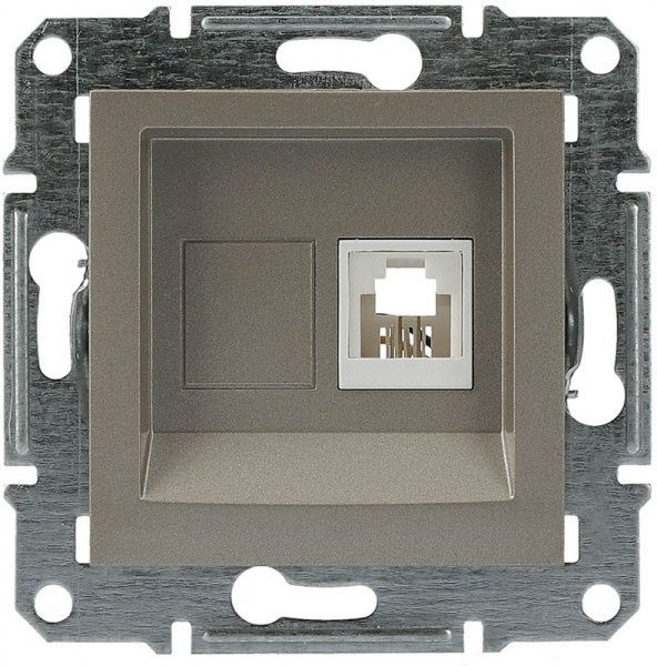 Розетка телефонна Schneider Electric Asfora 4 pin бронзовий