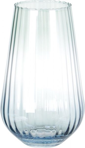 Ваза стеклянная голубая Plisse 27 см Wrzesniak Glassworks