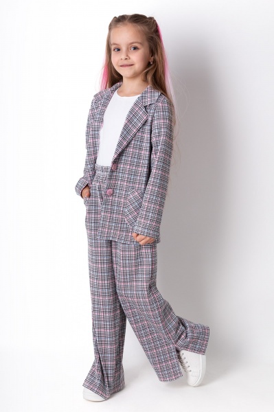 Костюм для девочки Mevis 128 серо-синий 4257 