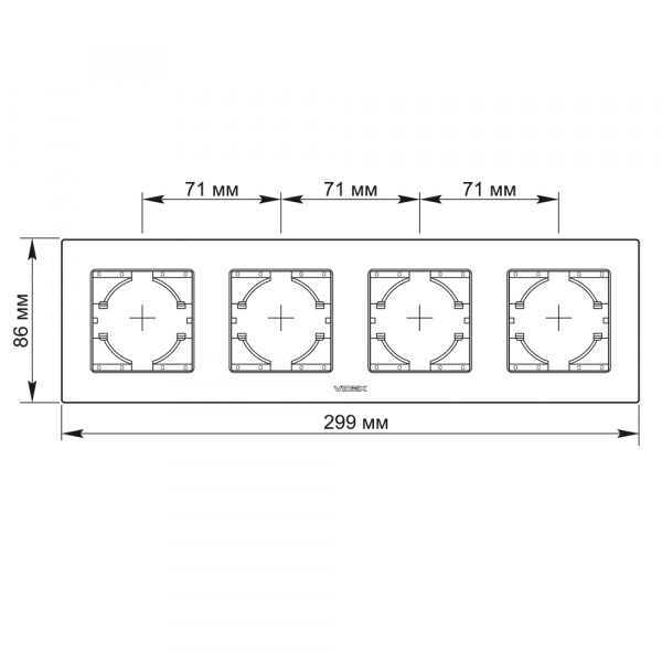 Рамка четырехместная Videx Binera горизонтальная шоколадный VF-BNFRA4H-CH