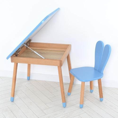 Комплект стол и стул ArinWOOD Зайчик Table с ящиком пастельно синий 04025 