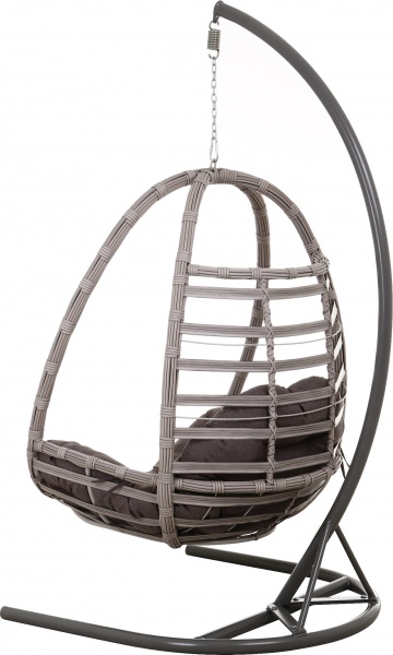 Кресло-кокон Цитрус широкое плетение светло-серый