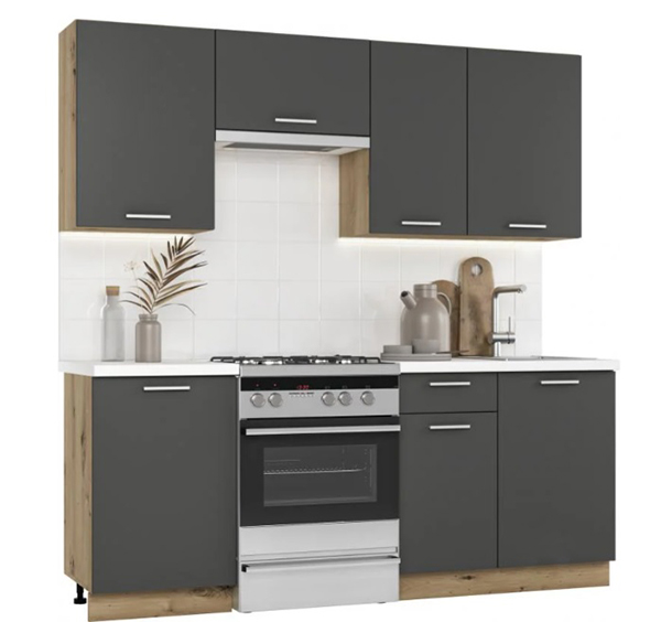 Кухня Грейд Юлиана ДСП 2м графит серый/дуб артизан