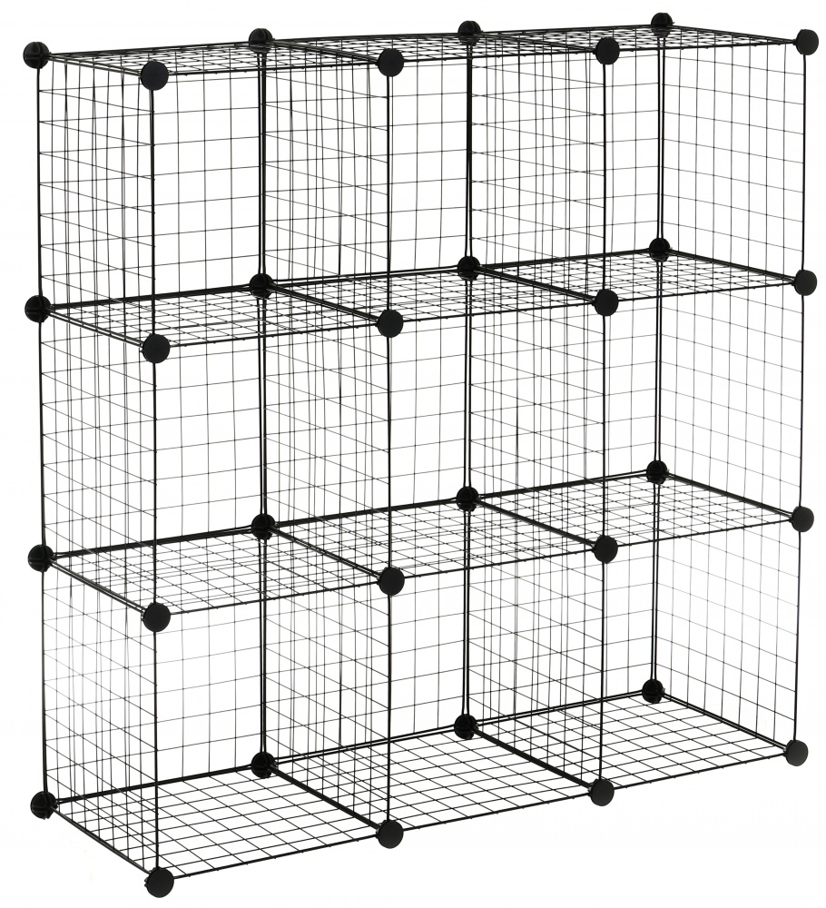 Стелаж дротяний куб metal сubes storage 9 полиць 1105х1105х370 мм чорний