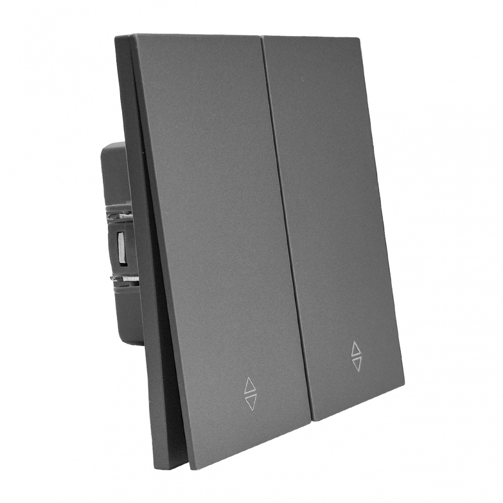 Выключатель проходной двухклавишный HausMark INO без подсветки серый WS-2G-EU-Gray