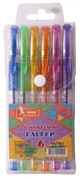 Набор ручек гелевых Умка Глиттер 6 цветов ГР44-2 