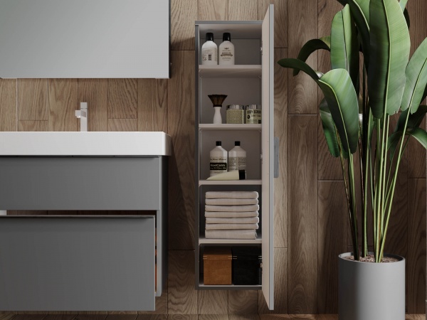 Пенал для ванной комнаты ЮВЕНТА Manhattan MhP-120 серый