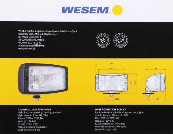 Лампа галогенна WESEM дальнього світла, RE25677, 1шт