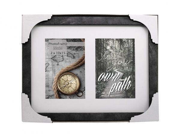 Фоторамка с паспарту SvitArt FKP-2-1913-3A 10x15 см гранитный серый 