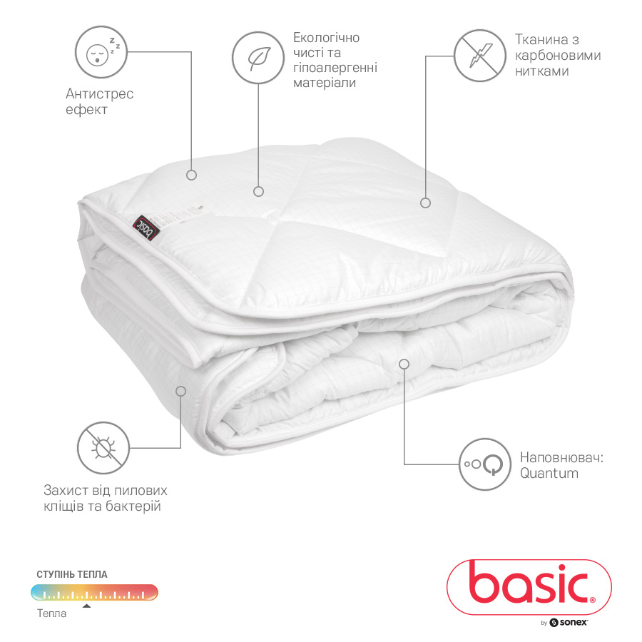 Ковдра демісезонна Basic Antistress Cube 140x205 см Sonex білий