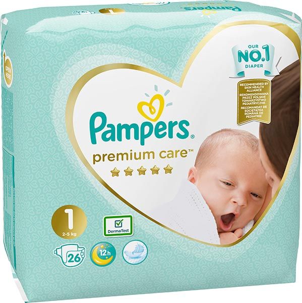 Подгузники Pampers Premium Care Newborn 1 2-5 кг 26 шт.