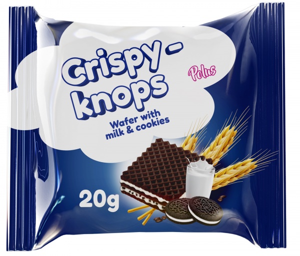 Вафлі CHOCO-KNOPS з молочною начинкою та крихтами печива 20 г 