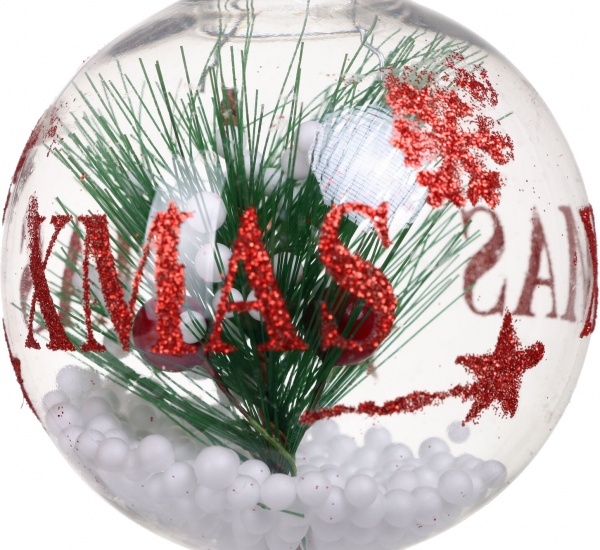 Декоративная подвеска Шар с декором 8x10 см прозрачный NY21054