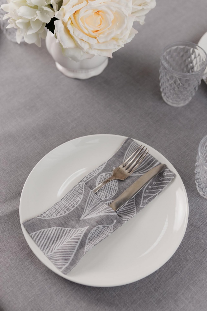 Чохол для приборів Прованс Листя 10x24 см сірий