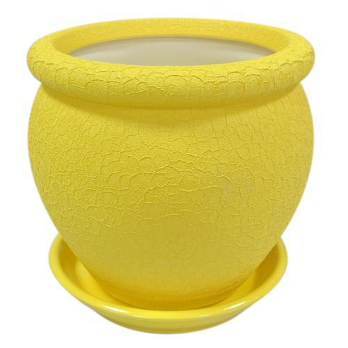 Горшок керамический Ориана-Запорожкерамика Вьетнам №1 шелк круглый 18л желтый 
