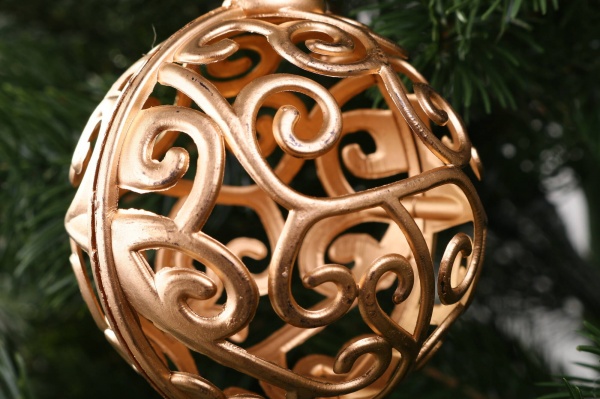 Декоративна підвіска Куля 8x9 см золотий NY21050