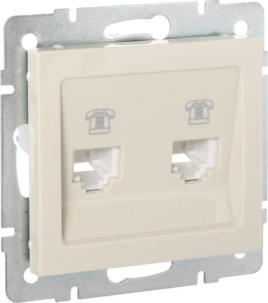 Розетка телефонная двойная Lezard Rain крем 703-0388-138