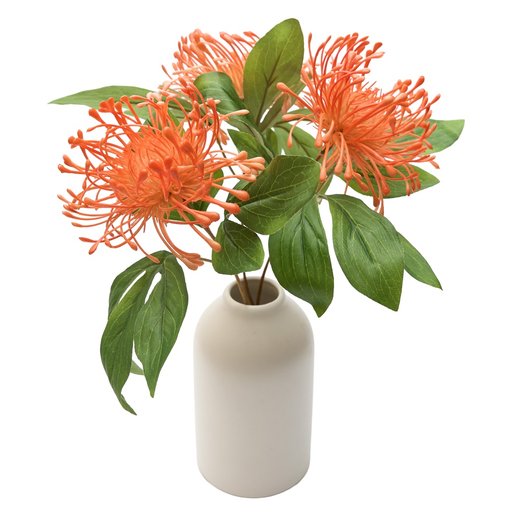 Растение искусственное Хризантема 28 см 3 цветка в вазе Девилон