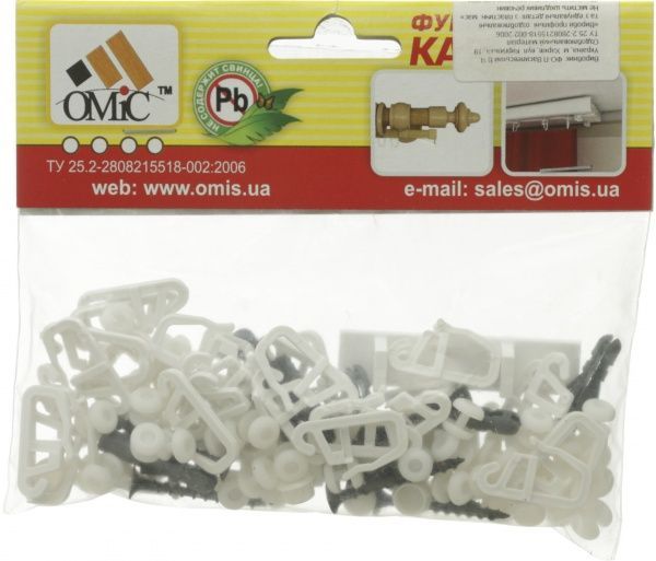 Комплект фурнітури ОМіС до стельового карнизу ОМ2 набірний 180 см білий 