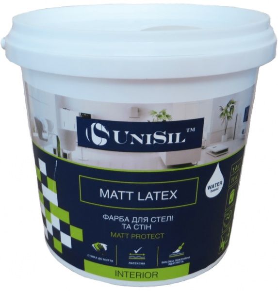 Краска латексная UniSil Matt latex мат белый 14кг 