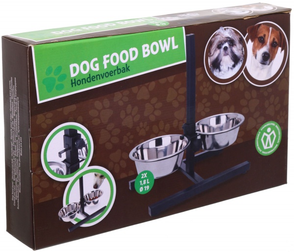 Набір мисок Koopman для тварин на підставці 2 шт. 1,8л метал A12650040