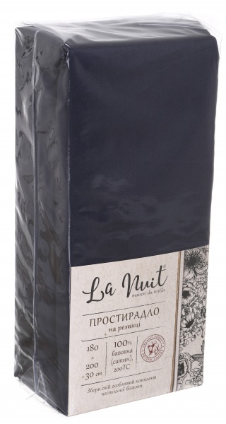Простынь на резинке 180x200+30 см черный La Nuit 