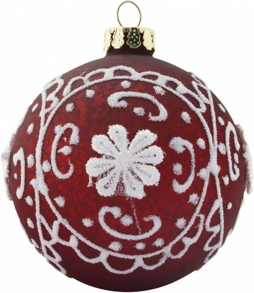 Шар стеклянный d80 JF140485 белый/красный