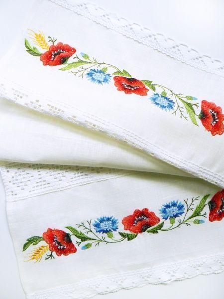 Полотенце Маковая красота 38x60 см Галерея льна белый 