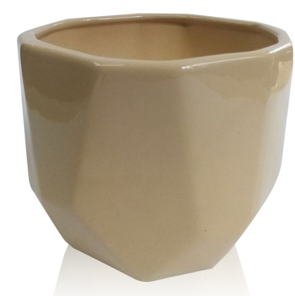 Кашпо керамічне 13x13x12 см фігурний 0,7 л бежевий (205-12) 